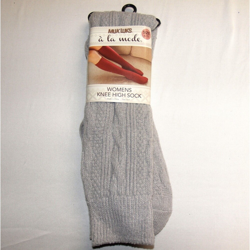 Muk Luks: Women's Knee-High Socks OSFM Sizes 6-11 Gray NEW